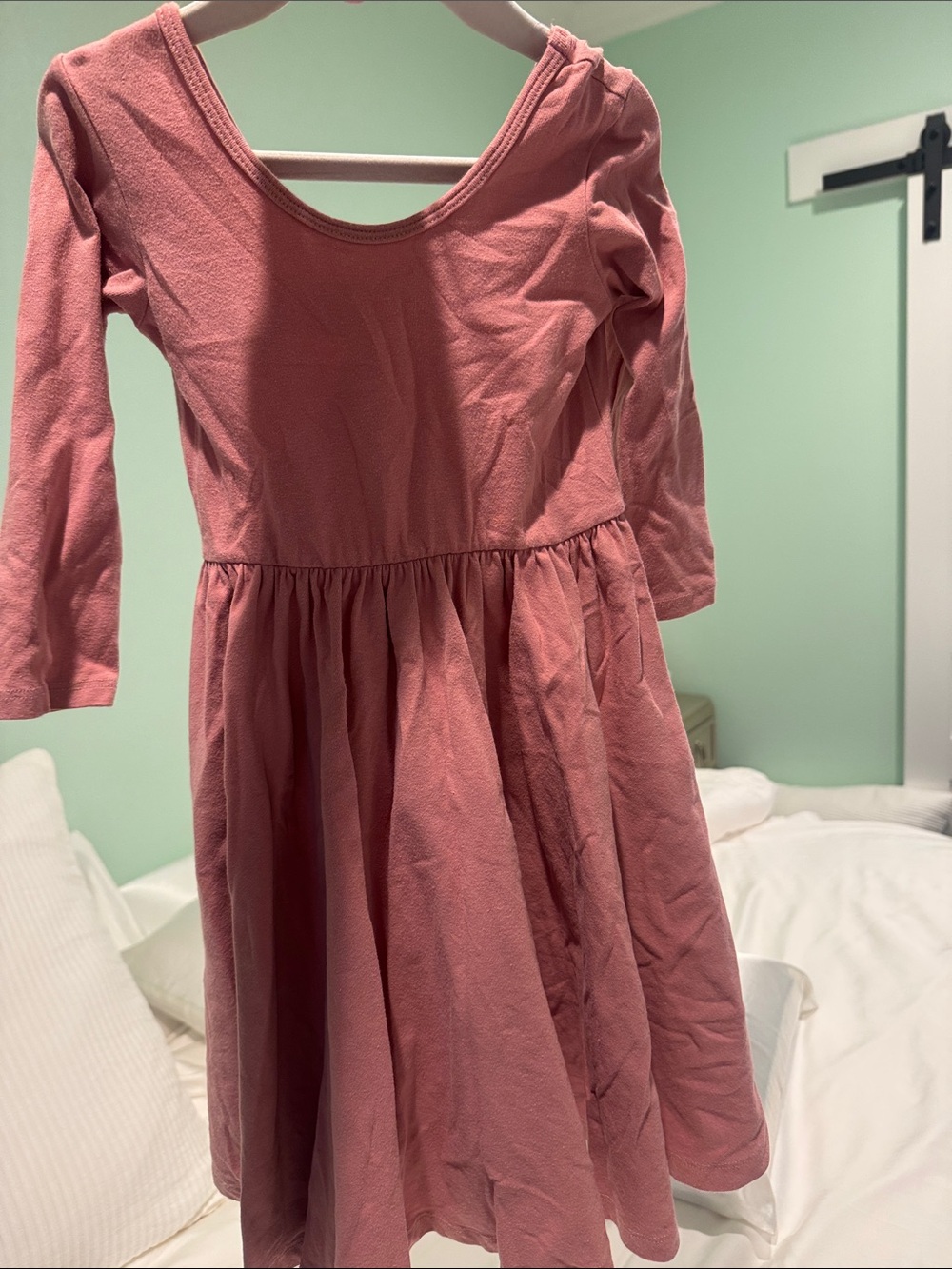 Girls Mauve Long-Sleeve Knit Twirl Dress